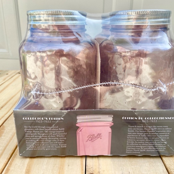 Rose Pink SEALED 4-pk QUART Jars, Vintage Style Ball Mason NEW Depression glass - Picture 3 of 13